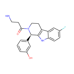 NCCC(=O)N1CCc2c([nH]c3ccc(F)cc23)[C@H]1c1cccc(O)c1 ZINC000045337370