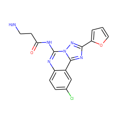 NCCC(=O)Nc1nc2ccc(Cl)cc2c2nc(-c3ccco3)nn12 ZINC000013672443