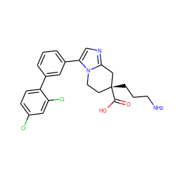 NCCC[C@@]1(C(=O)O)CCn2c(-c3cccc(-c4ccc(Cl)cc4Cl)c3)cnc2C1 ZINC000169306731