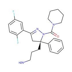 NCCC[C@@]1(c2ccccc2)CC(c2cc(F)ccc2F)=NN1C(=O)N1CCCCC1 ZINC000036184666