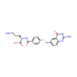 NCCC[C@@H](NC(=O)c1ccc(SCc2ccc3nc(N)[nH]c(=O)c3c2)cc1)C(=O)O ZINC000029341522