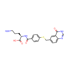 NCCC[C@@H](NC(=O)c1ccc(SCc2ccc3nc[nH]c(=O)c3c2)cc1)C(=O)O ZINC000029341528