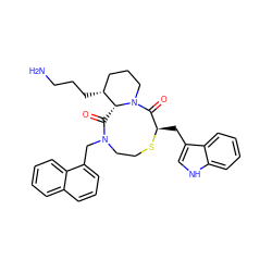 NCCC[C@@H]1CCCN2C(=O)[C@@H](Cc3c[nH]c4ccccc34)SCCN(Cc3cccc4ccccc34)C(=O)[C@H]12 ZINC000026663540