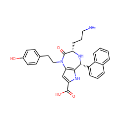 NCCC[C@@H]1N[C@H](c2cccc3ccccc23)c2[nH]c(C(=O)O)cc2N(CCc2ccc(O)cc2)C1=O ZINC000473135292