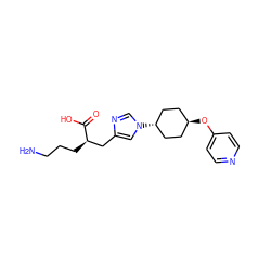 NCCC[C@H](Cc1cn([C@H]2CC[C@H](Oc3ccncc3)CC2)cn1)C(=O)O ZINC000261184461