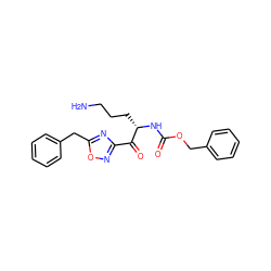 NCCC[C@H](NC(=O)OCc1ccccc1)C(=O)c1noc(Cc2ccccc2)n1 ZINC000040567633