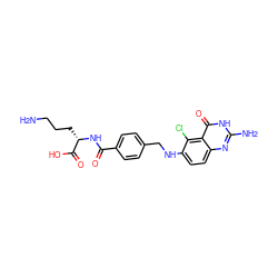 NCCC[C@H](NC(=O)c1ccc(CNc2ccc3nc(N)[nH]c(=O)c3c2Cl)cc1)C(=O)O ZINC000013728867