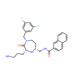 NCCC[C@H]1N[C@@H](CNC(=O)c2ccc3ccccc3c2)CCN(Cc2cc(F)cc(F)c2)C1=O ZINC000206904986