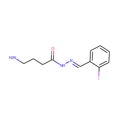 NCCCC(=O)N/N=C/c1ccccc1I ZINC000103186989