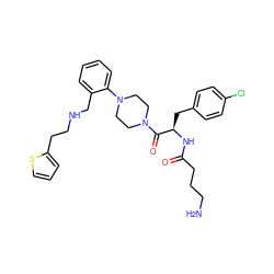 NCCCC(=O)N[C@H](Cc1ccc(Cl)cc1)C(=O)N1CCN(c2ccccc2CNCCc2cccs2)CC1 ZINC000028456599