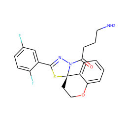 NCCCC(=O)N1N=C(c2cc(F)ccc2F)S[C@]12CCOc1ccccc12 ZINC000043204885