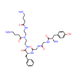 NCCCC(=O)NCCN(CCNC(=O)[C@H](Cc1ccccc1)NC(=O)CNC(=O)CNC(=O)[C@@H](N)Cc1ccc(O)cc1)C(=O)CCCN ZINC000026718363