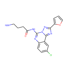 NCCCC(=O)Nc1nc2ccc(Cl)cc2c2nc(-c3ccco3)nn12 ZINC000013672410