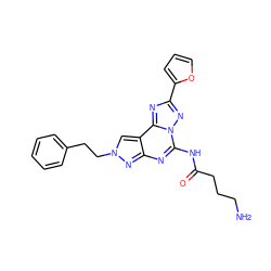 NCCCC(=O)Nc1nc2nn(CCc3ccccc3)cc2c2nc(-c3ccco3)nn12 ZINC000028113385