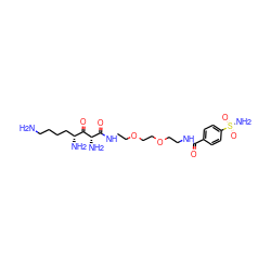 NCCCC[C@@H](N)C(=O)[C@@H](N)C(=O)NCCOCCOCCNC(=O)c1ccc(S(N)(=O)=O)cc1 ZINC000034718009