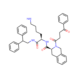 NCCCC[C@@H](NC(=O)[C@@H]1Cc2ccccc2CN1C(=O)CCC(=O)c1ccccc1)C(=O)NCC(c1ccccc1)c1ccccc1 ZINC000215551666