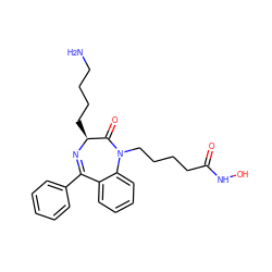 NCCCC[C@@H]1N=C(c2ccccc2)c2ccccc2N(CCCCC(=O)NO)C1=O ZINC001772627977