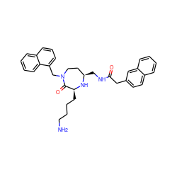 NCCCC[C@@H]1N[C@H](CNC(=O)Cc2ccc3ccccc3c2)CCN(Cc2cccc3ccccc23)C1=O ZINC000118689220