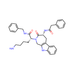 NCCCC[C@H](C(=O)NCc1ccccc1)N1Cc2[nH]c3ccccc3c2C[C@@H](NC(=O)Cc2ccccc2)C1=O ZINC000044387302