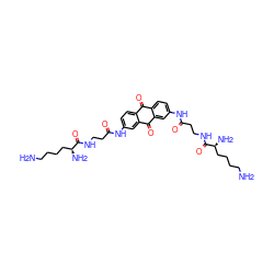 NCCCC[C@H](N)C(=O)NCCC(=O)Nc1ccc2c(c1)C(=O)c1cc(NC(=O)CCNC(=O)[C@@H](N)CCCCN)ccc1C2=O ZINC000042851283