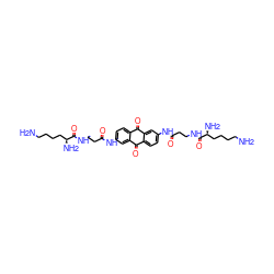 NCCCC[C@H](N)C(=O)NCCC(=O)Nc1ccc2c(c1)C(=O)c1ccc(NC(=O)CCNC(=O)[C@@H](N)CCCCN)cc1C2=O ZINC000044351546