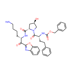 NCCCC[C@H](NC(=O)[C@@H]1C[C@@H](O)CN1C(=O)[C@@H](CCc1ccccc1)NC(=O)OCc1ccccc1)C(=O)c1nc2ccccc2o1 ZINC000049898547