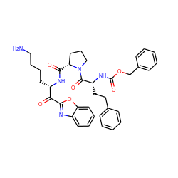 NCCCC[C@H](NC(=O)[C@@H]1CCCN1C(=O)[C@@H](CCc1ccccc1)NC(=O)OCc1ccccc1)C(=O)c1nc2ccccc2o1 ZINC000049888822