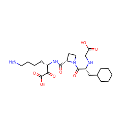 NCCCC[C@H](NC(=O)[C@@H]1CCN1C(=O)[C@@H](CC1CCCCC1)NCC(=O)O)C(=O)C(=O)O ZINC000013491437