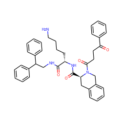 NCCCC[C@H](NC(=O)[C@@H]1Cc2ccccc2CN1C(=O)CCC(=O)c1ccccc1)C(=O)NCC(c1ccccc1)c1ccccc1 ZINC000095579631