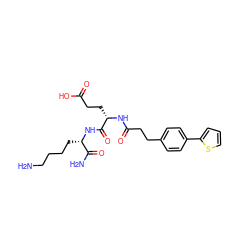 NCCCC[C@H](NC(=O)[C@H](CCC(=O)O)NC(=O)CCc1ccc(-c2cccs2)cc1)C(N)=O ZINC000144445873