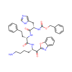 NCCCC[C@H](NC(=O)[C@H](CCc1ccccc1)NC(=O)[C@H](Cc1cnc[nH]1)NC(=O)OCc1ccccc1)C(=O)c1nc2ccccc2o1 ZINC000049898508