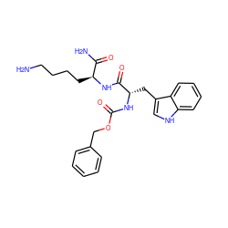 NCCCC[C@H](NC(=O)[C@H](Cc1c[nH]c2ccccc12)NC(=O)OCc1ccccc1)C(N)=O ZINC000096909399