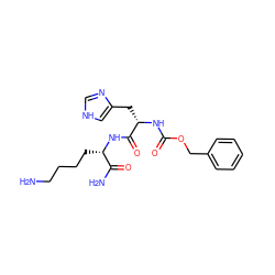 NCCCC[C@H](NC(=O)[C@H](Cc1c[nH]cn1)NC(=O)OCc1ccccc1)C(N)=O ZINC000096909398