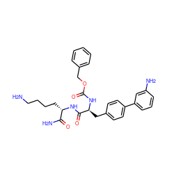 NCCCC[C@H](NC(=O)[C@H](Cc1ccc(-c2cccc(N)c2)cc1)NC(=O)OCc1ccccc1)C(N)=O ZINC000096909260