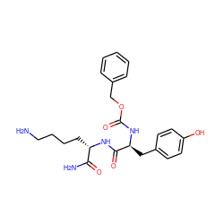 NCCCC[C@H](NC(=O)[C@H](Cc1ccc(O)cc1)NC(=O)OCc1ccccc1)C(N)=O ZINC000096909400