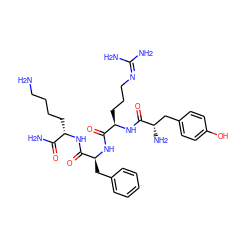 NCCCC[C@H](NC(=O)[C@H](Cc1ccccc1)NC(=O)[C@@H](CCCN=C(N)N)NC(=O)[C@@H](N)Cc1ccc(O)cc1)C(N)=O ZINC000014951239