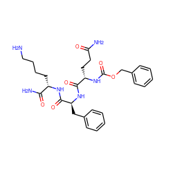 NCCCC[C@H](NC(=O)[C@H](Cc1ccccc1)NC(=O)[C@H](CCC(N)=O)NC(=O)OCc1ccccc1)C(N)=O ZINC000096909423