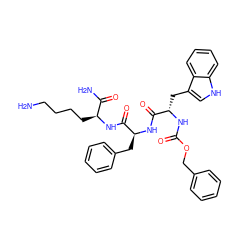 NCCCC[C@H](NC(=O)[C@H](Cc1ccccc1)NC(=O)[C@H](Cc1c[nH]c2ccccc12)NC(=O)OCc1ccccc1)C(N)=O ZINC000096909419