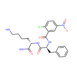 NCCCC[C@H](NC(=O)[C@H](Cc1ccccc1)NC(=O)c1cc([N+](=O)[O-])ccc1Cl)C(N)=O ZINC000096909409