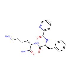 NCCCC[C@H](NC(=O)[C@H](Cc1ccccc1)NC(=O)c1ccccn1)C(N)=O ZINC000096909411