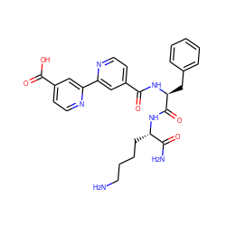 NCCCC[C@H](NC(=O)[C@H](Cc1ccccc1)NC(=O)c1ccnc(-c2cc(C(=O)O)ccn2)c1)C(N)=O ZINC000096909413