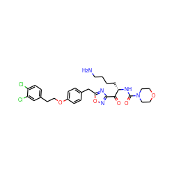 NCCCC[C@H](NC(=O)N1CCOCC1)C(=O)c1noc(Cc2ccc(OCCc3ccc(Cl)c(Cl)c3)cc2)n1 ZINC000042923563