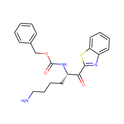 NCCCC[C@H](NC(=O)OCc1ccccc1)C(=O)c1nc2ccccc2s1 ZINC000014955332