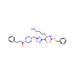 NCCCC[C@H](NC(=O)OCc1ccccc1)C(=O)c1noc(CN2CCN(C(=O)CCc3ccccc3)CC2)n1 ZINC000034803998