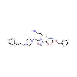 NCCCC[C@H](NC(=O)OCc1ccccc1)C(=O)c1noc(CN2CCN(CCCc3ccccc3)CC2)n1 ZINC000034804071