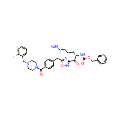 NCCCC[C@H](NC(=O)OCc1ccccc1)C(=O)c1noc(Cc2ccc(C(=O)N3CCN(Cc4ccccc4F)CC3)cc2)n1 ZINC000034804043