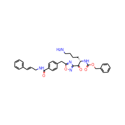 NCCCC[C@H](NC(=O)OCc1ccccc1)C(=O)c1noc(Cc2ccc(C(=O)NC/C=C/c3ccccc3)cc2)n1 ZINC000034804061