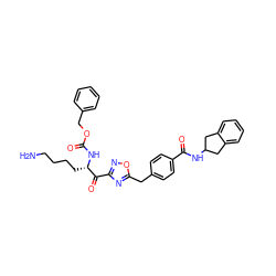 NCCCC[C@H](NC(=O)OCc1ccccc1)C(=O)c1noc(Cc2ccc(C(=O)NC3Cc4ccccc4C3)cc2)n1 ZINC000034804025