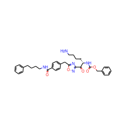 NCCCC[C@H](NC(=O)OCc1ccccc1)C(=O)c1noc(Cc2ccc(C(=O)NCCCCc3ccccc3)cc2)n1 ZINC000034804039