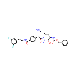 NCCCC[C@H](NC(=O)OCc1ccccc1)C(=O)c1noc(Cc2ccc(C(=O)NCCc3cc(F)cc(F)c3)cc2)n1 ZINC000034804017